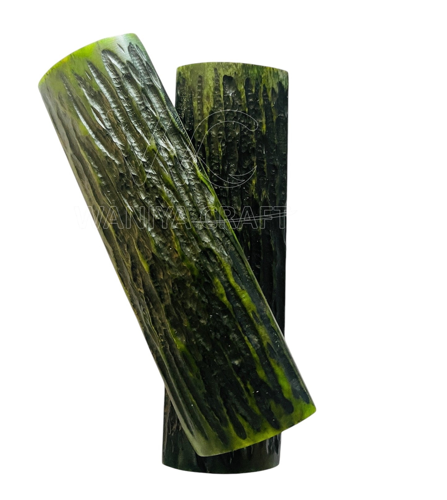 Dyed Green Amber Stag Jigged Bone knife Scalss