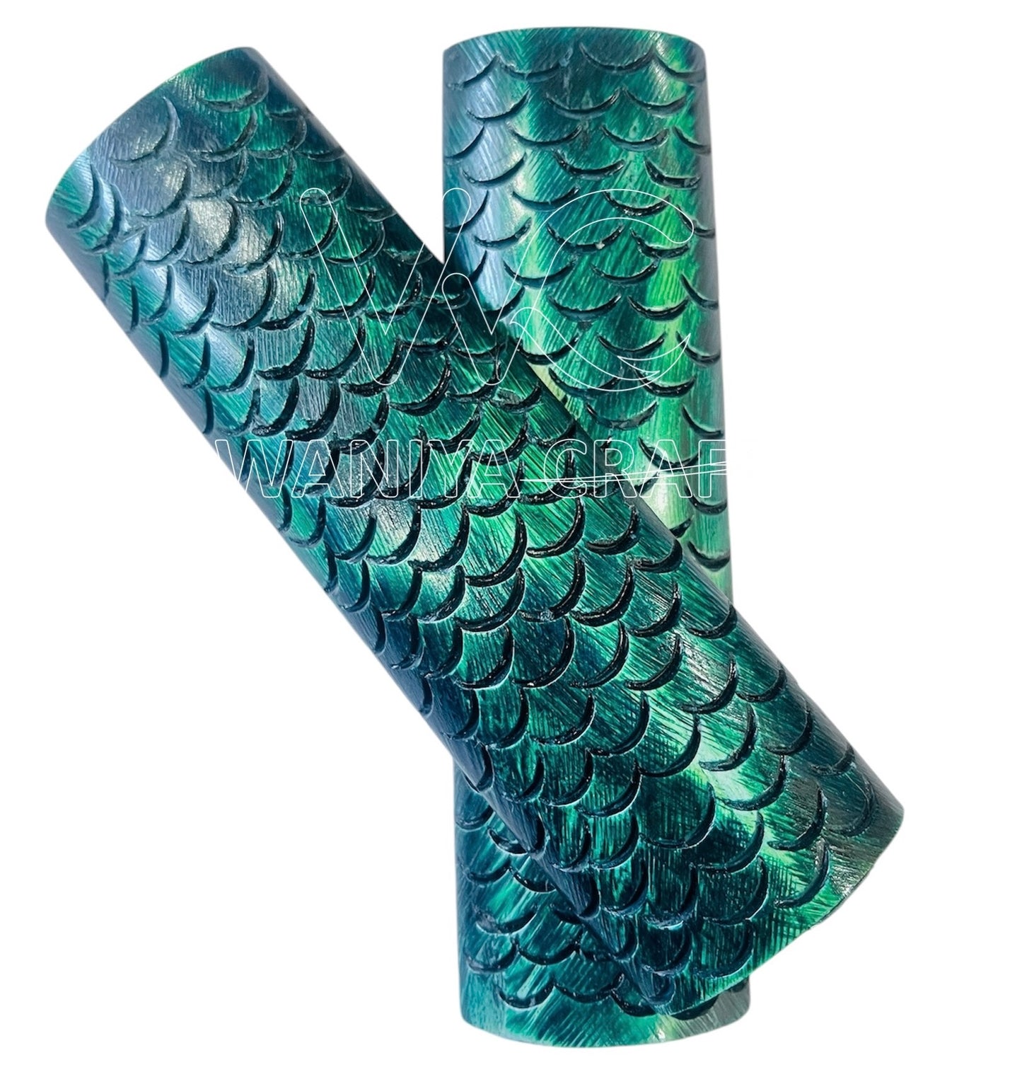 Dyed Royal Green Moon Jigged Bone Knife Scales