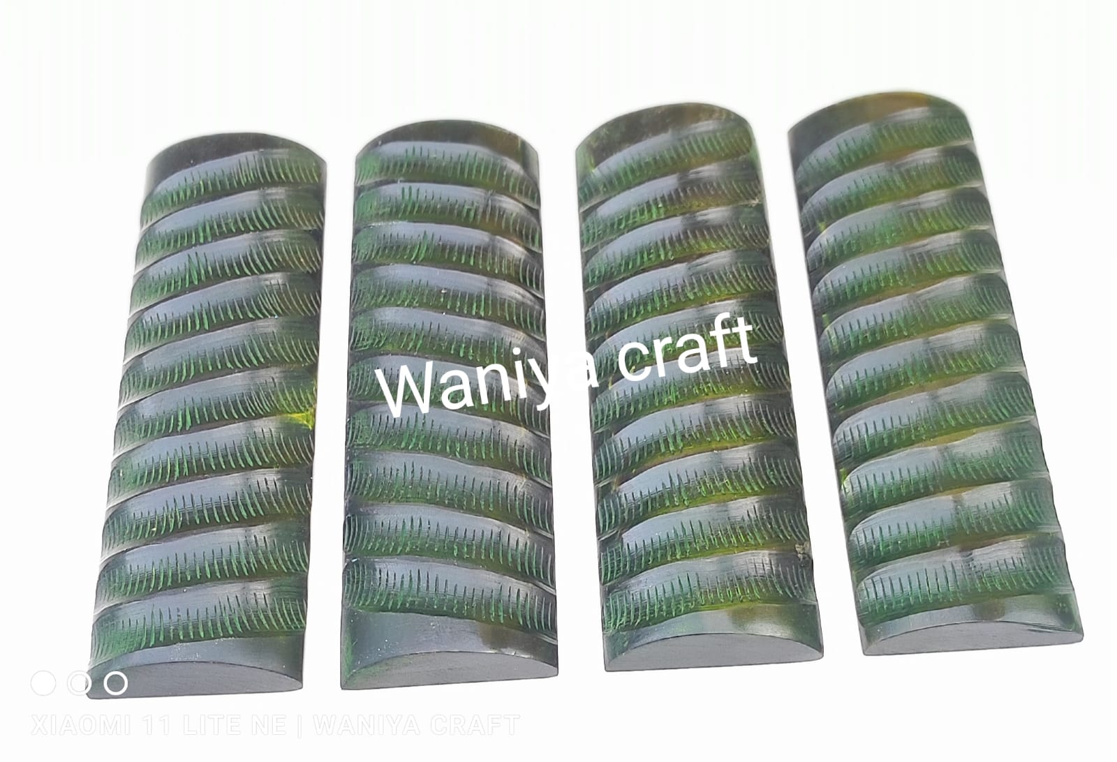 Buffalo Horn Green impala knife scales - Waniya Craft