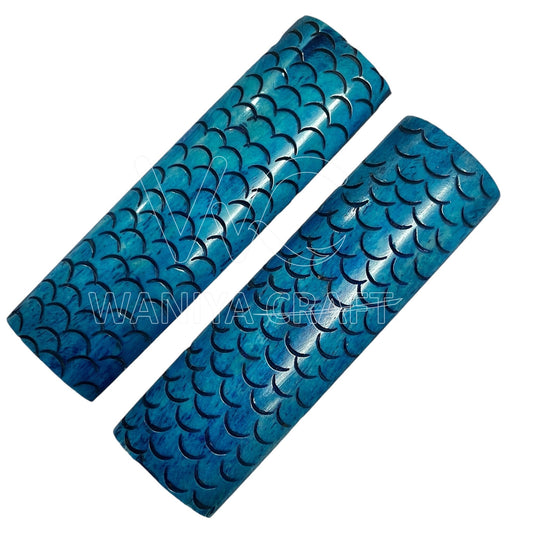 Dyed Moon Jigged Bone Knife Scales - Waniya Craft