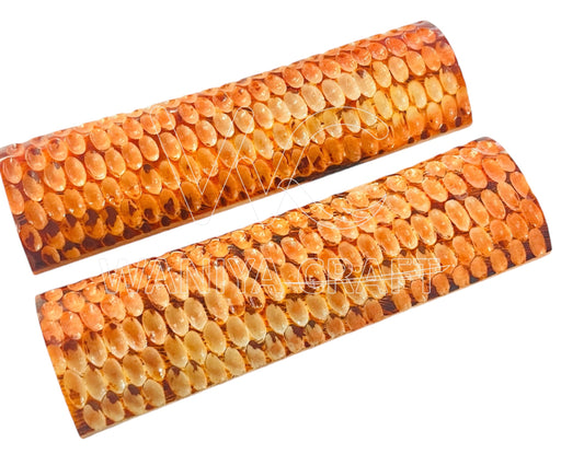 Dyed orange Peach Seed Jigged Bone Knife Scales - Waniya Craft
