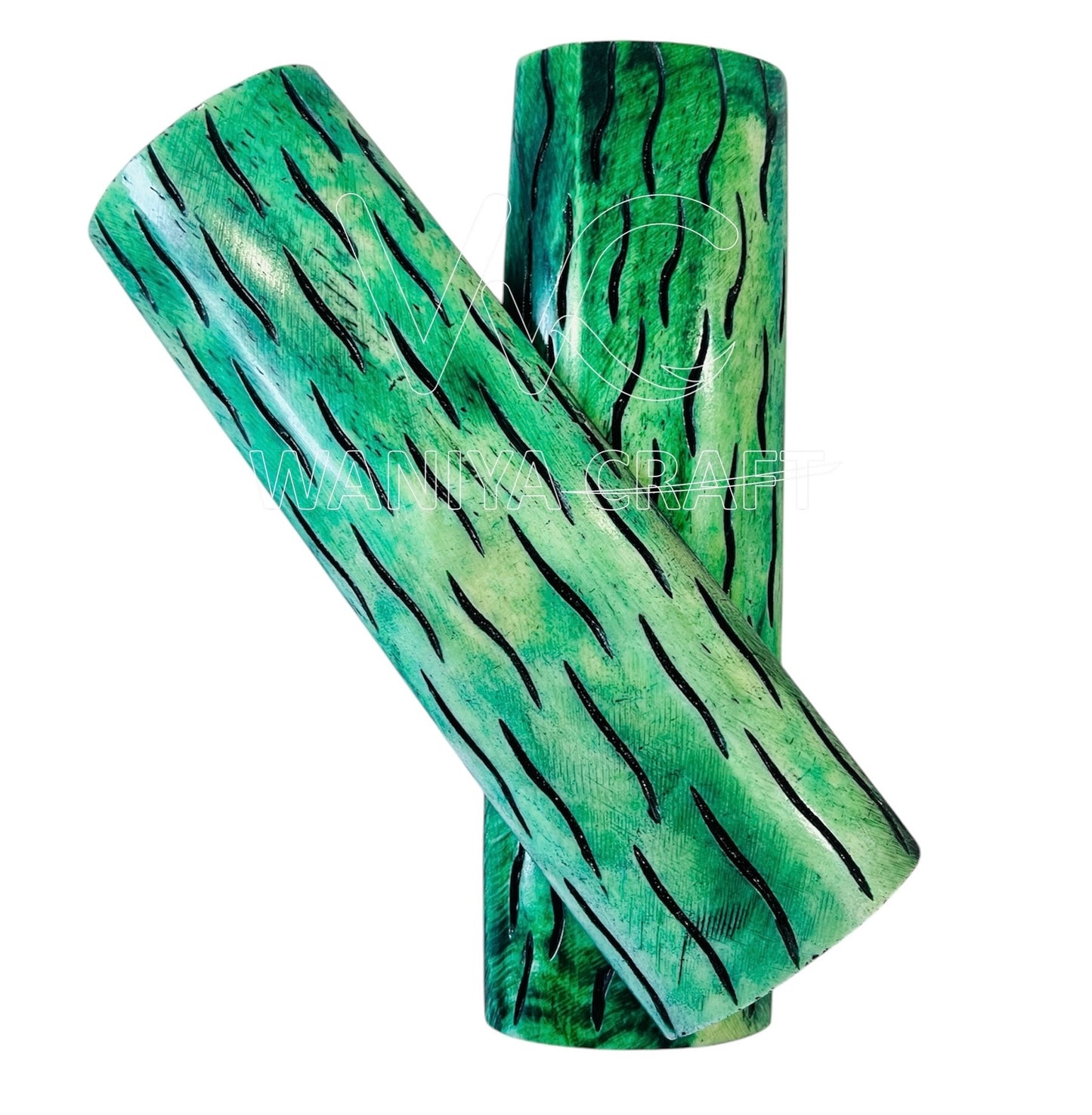 Dyed Green Cross Jigged Bone Knife Scales