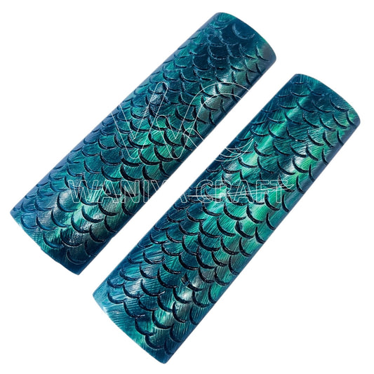 Dyed Royal Green Moon Jigged Bone Knife Scales