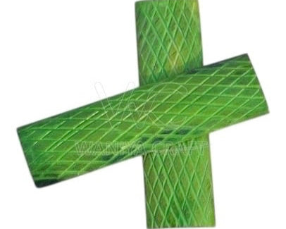 Dyed Green Croos Jigged Bone knife scales - Waniya Craft