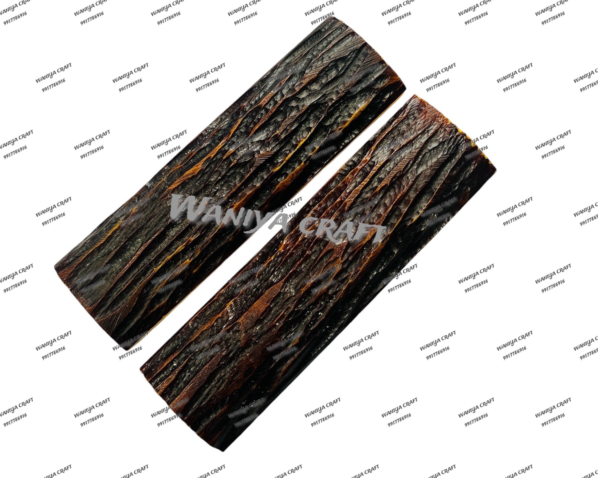Dyed Hunter Brown Stag jigged Bone knife scales - Waniya Craft