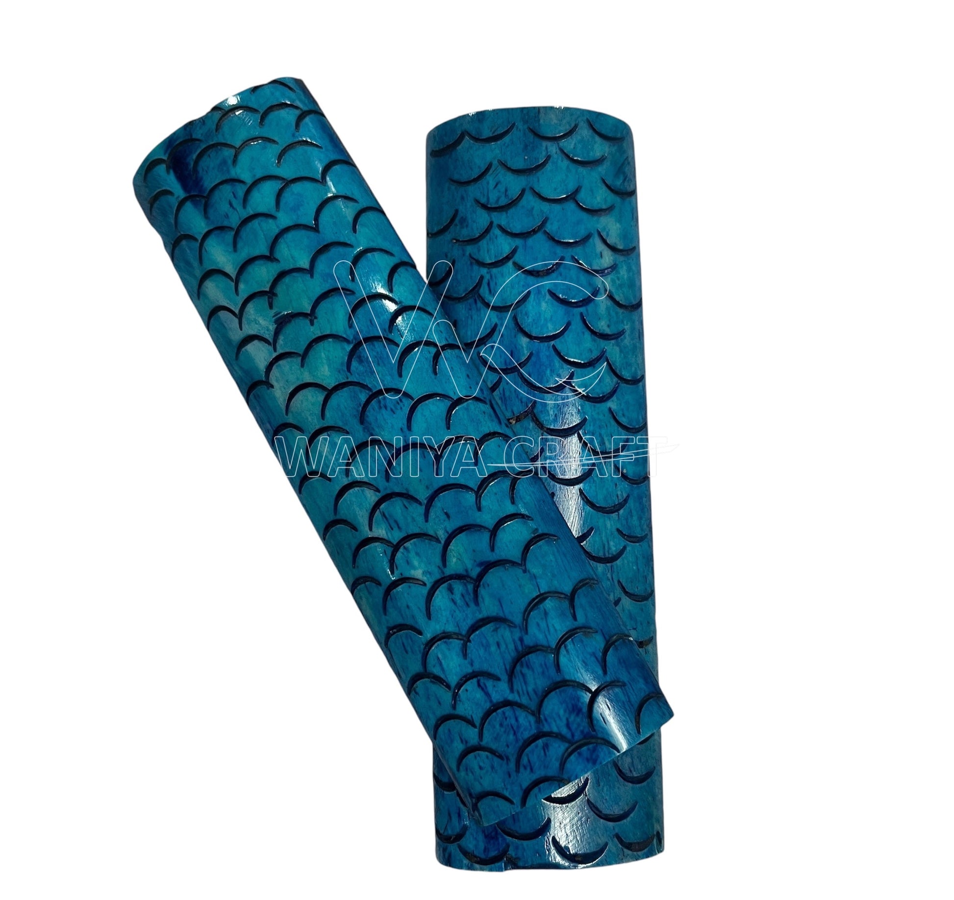 Dyed Moon Jigged Bone Knife Scales - Waniya Craft
