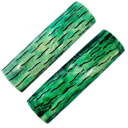 Dyed Green Cross Jigged Bone Knife Scales