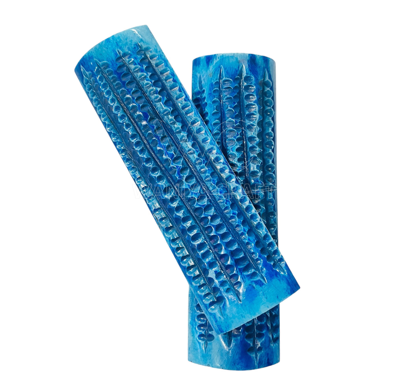 Blue Winter Jigged Bone Scales - Waniya Craft