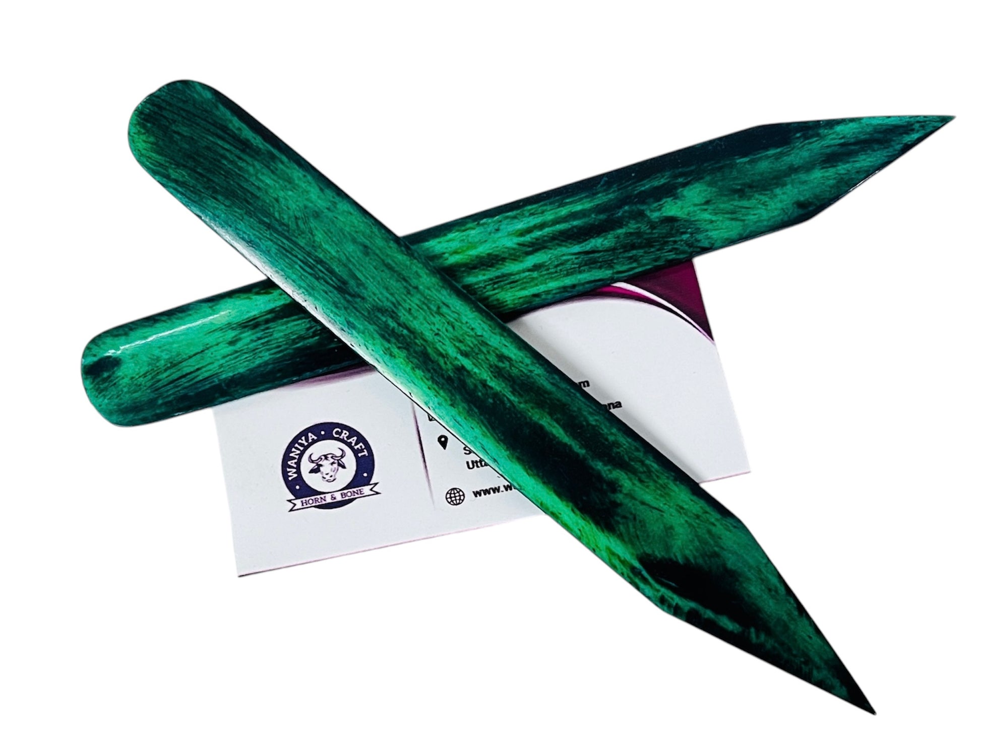 Myrtle Green Dyed Bone folder - Waniya Craft