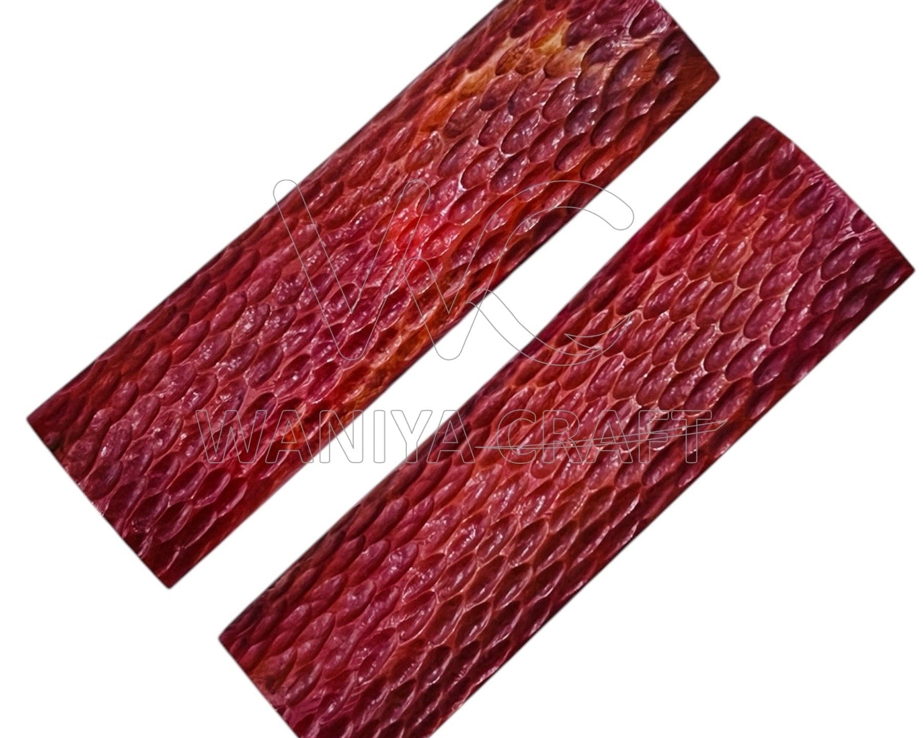 Dyed Light Red Peach Jigged Bone scales - Waniya Craft