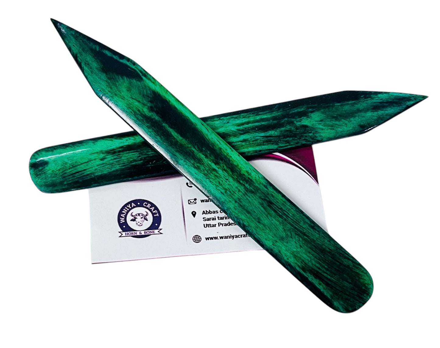 Myrtle Green Dyed Bone folder - Waniya Craft