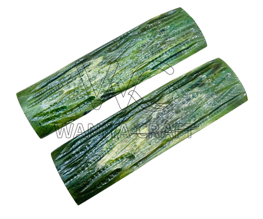 Dyed Green Stag Bone jigged Scales
