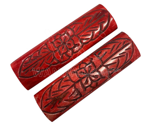 Dyed Red with Flowers pattern knife Scalss