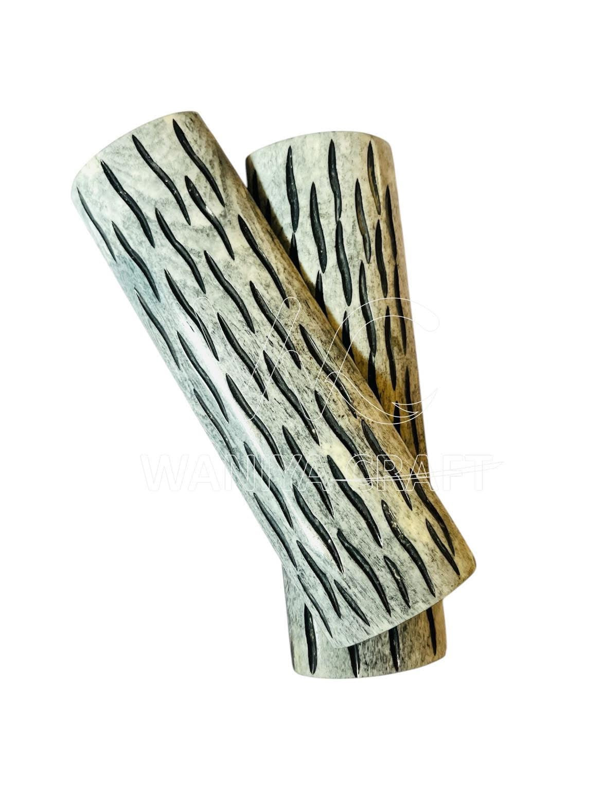 Dyed Cantaloupe Vintage Pick Jigged Bone Knife Scales - Waniya Craft