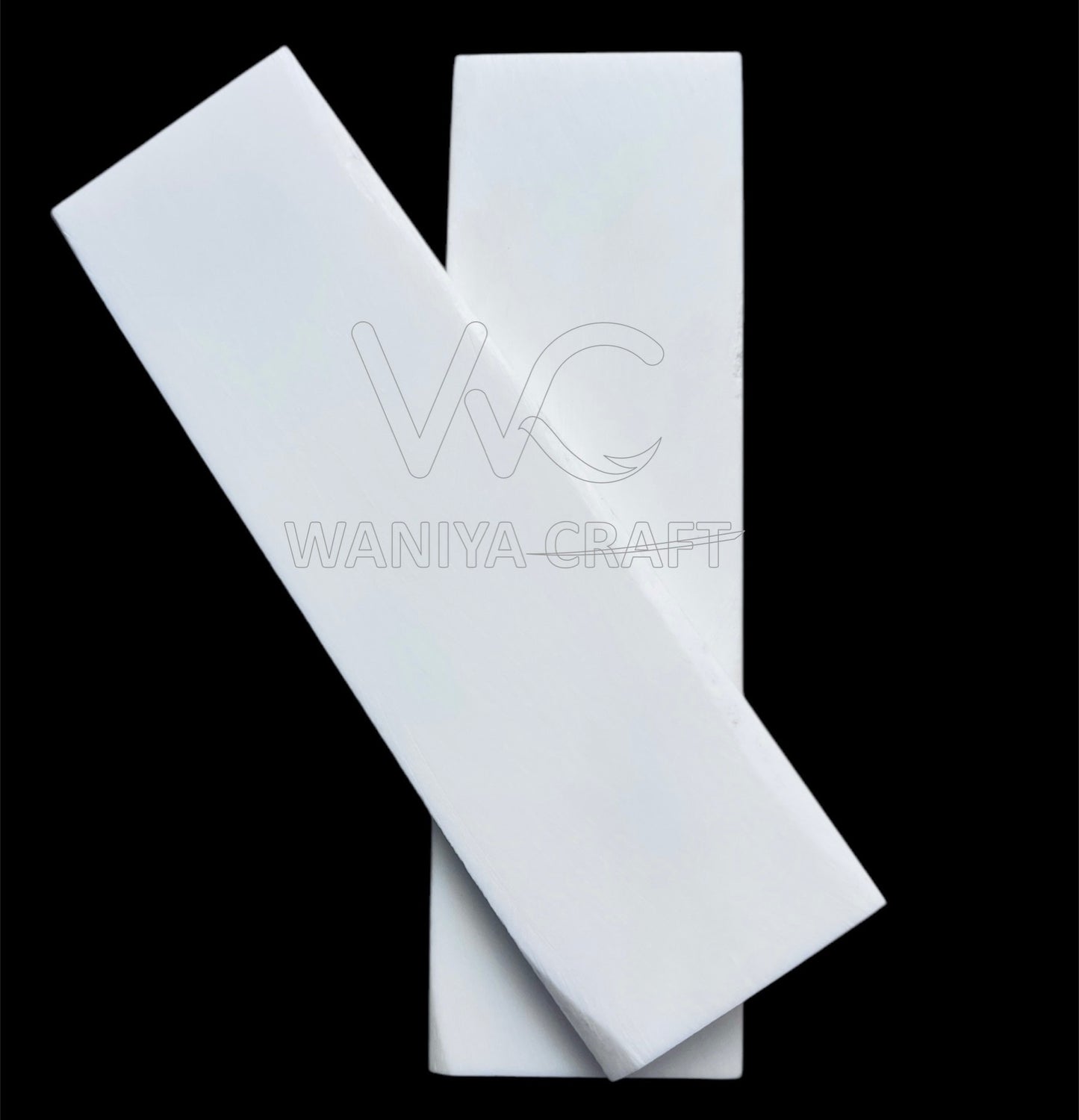 White Bone Flat Knife Scales - Waniya Craft