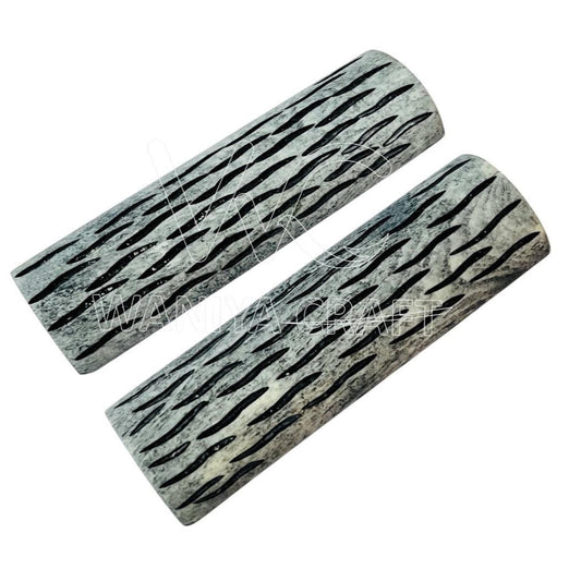 Dyed Cantaloupe Vintage Pick Jigged Bone Knife Scales - Waniya Craft